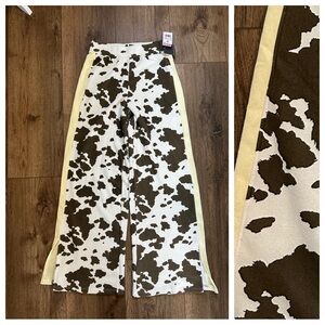 NWT! Women’s Cow Print Sweatpants, Grayson Threads, Wide Leg, Contrast, XS